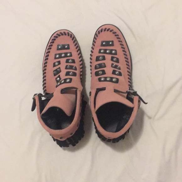 Coach Shoes - Coach Pink suede studded moccasins - worn once
